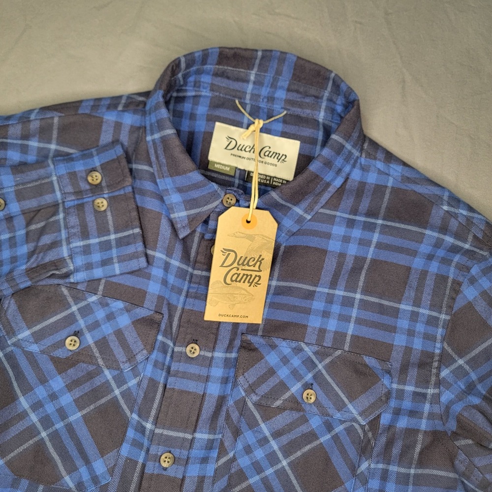 Duck Camp Men's‎ Camp Shirt Flannel Size Medium Blue Plaid Long Sleeve New NWT